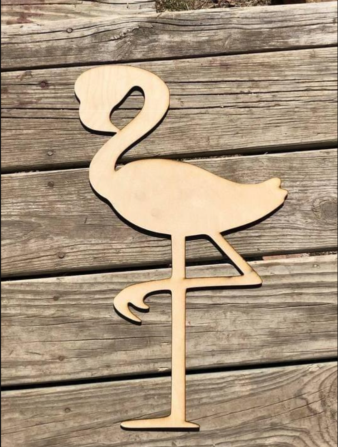 Skinny Flamingo Door Hanger Wood Cutouts MR PEACOCK S WOOD LLC