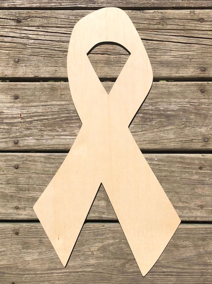 22” Cancer Ribbon Awareness Ribbon Door Hanger Wood Cutout MR